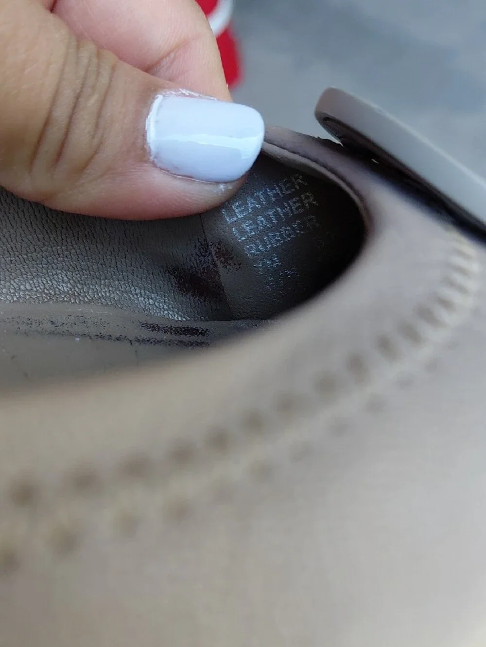 Women's Taupe Leather Ballet Flats with Logo Medallion